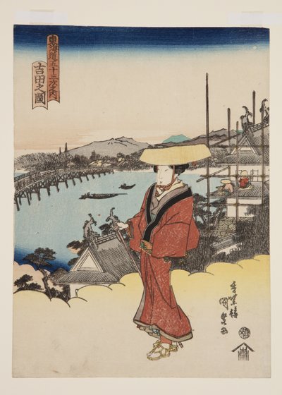 Veduta di Yoshida (stampa xilografica a colori) da Utagawa Kunisada