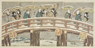 Scena invernale con una processione di attori di buon auspicio da Utagawa Kunisada