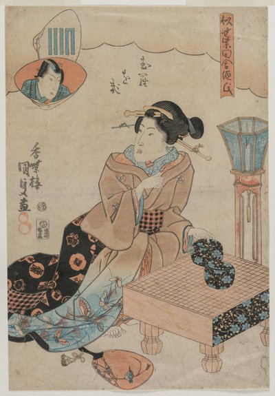 Donna che si prepara a giocare a Go da Utagawa Kunisada