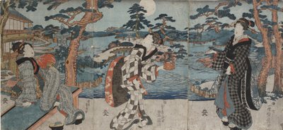 Godendo del tempo libero in un ristorante prima di ricevere i clienti, inizio a metà del XIX secolo da Utagawa Kunisada III