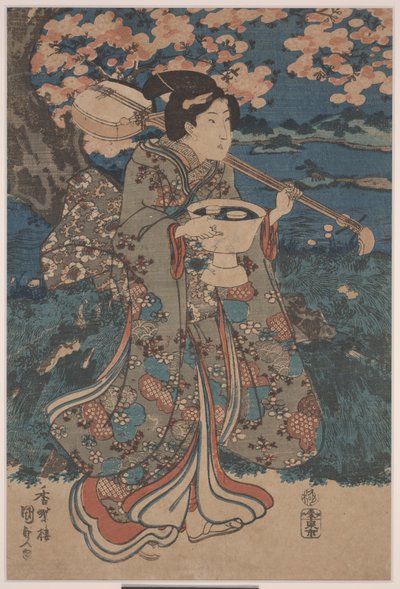 Andare a una festa di osservazione dei fiori di ciliegio da Utagawa Kunisada III