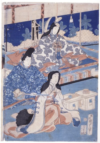 Accogliere la primavera con una raccolta di fiori (Hana Soroi Haru No Taimen) da Utagawa Kunisada II