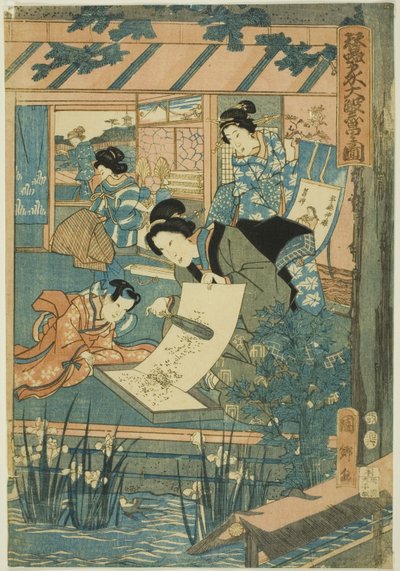 Grande prosperità nella fattoria della seta (Kaikoya Daihanjono Zu) da Utagawa Kunisato