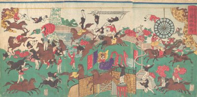 Circo equestre francese nei terreni del tempio di Asakusa Kannon, 1871 da Utagawa Kuniteru