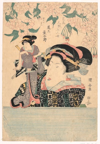Pentittico: Cinque ragazze con burattini teatrali da Utagawa Kuniyasu