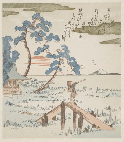 Un Contadino che Attraversa un Ponte Pedonale da Utagawa Kuniyoshi