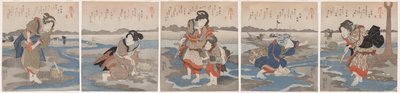 Cinque immagini di bassa marea da Utagawa Kuniyoshi