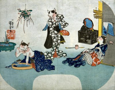 Gatti Antropomorfi che si Rilassano in Estate, c.1842 da Utagawa Kuniyoshi