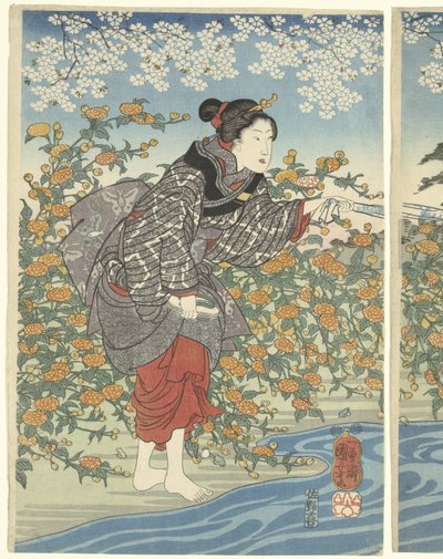 Il fiume Ide Tama nella provincia di Yamashiro da Utagawa Kuniyoshi