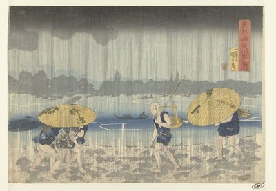 La riva del fiume Onmaya nella capitale orientale da Utagawa Kuniyoshi