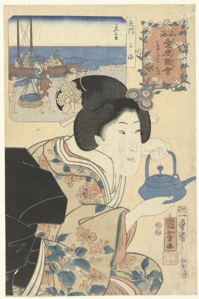 La cameriera diligente (Warme gevoelens voor berg en zee) da Utagawa Kuniyoshi