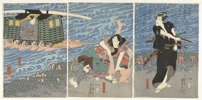 Combattimento lungo la riva del fiume Oi da Utagawa Kuniyoshi