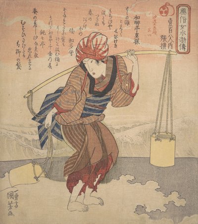 Ragazza che riempie un secchio con acqua di mare da Utagawa Kuniyoshi