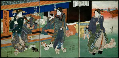 Davanti al negozio di dolci Funabashiya da Utagawa Kuniyoshi