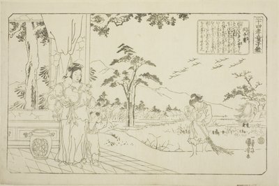 Min Ziqian (Binshiken), dalla serie "Ventiquattro esempi di pietà filiale come specchio per i bambini (Nijushiko doji kagami)" da Utagawa Kuniyoshi