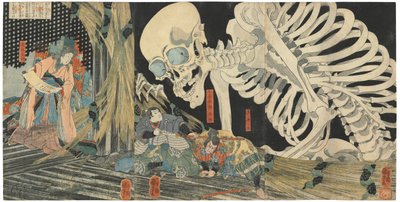 Mitsukuni che sfida lo spettro scheletrico evocato dalla principessa Takiyasha da Utagawa Kuniyoshi