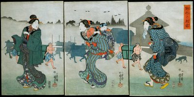 Nebbia Mattutina a Komagata (Komagata no asagiri): Divertimenti delle Quattro Stagioni (Shiki yūkan), c.1846 da Utagawa Kuniyoshi