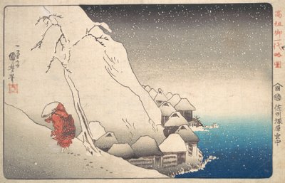 Nichiren nella Neve a Tsukahara, Provincia di Sodo da Utagawa Kuniyoshi