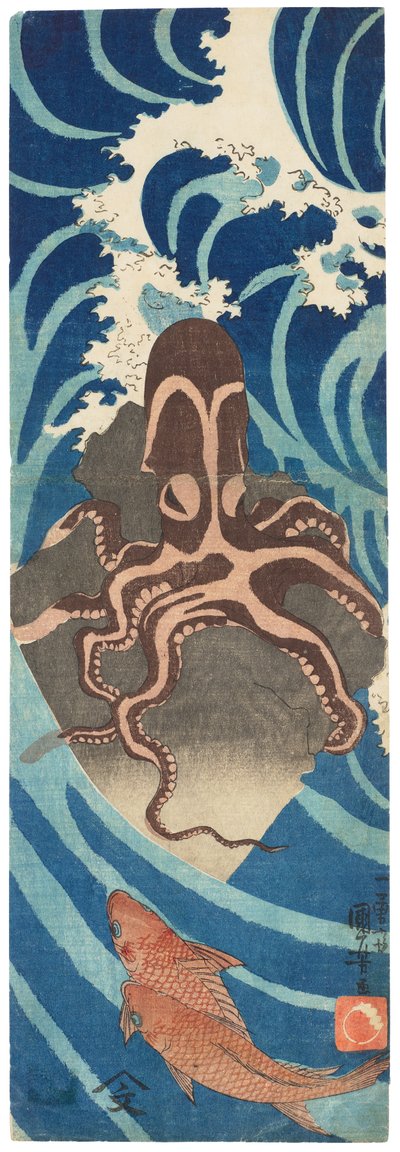 Polpo su una roccia, 1837 circa (stampa su xilografia) da Utagawa Kuniyoshi