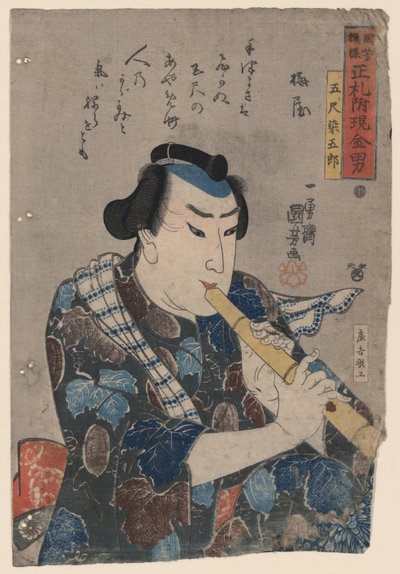 Suonatore di shakuhachi da Utagawa Kuniyoshi