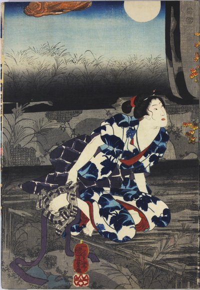 Scena in un tempio in rovina al chiaro di luna da Utagawa Kuniyoshi
