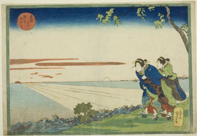 Alba di Capodanno a Susaki (Susaki hatsu hinode no zu), dalla serie "Luoghi famosi della capitale orientale (Toto meisho)". da Utagawa Kuniyoshi