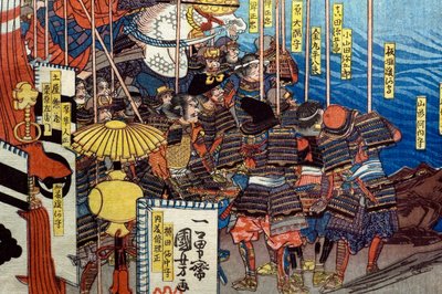 Takeda Shingen sconfigge le forze di Suwa Yorishige, c.1850-51 da Utagawa Kuniyoshi