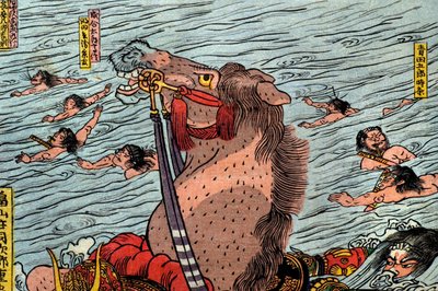 La Battaglia al Fiume Uji, c.1831-32 da Utagawa Kuniyoshi