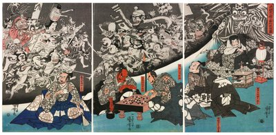 Il ragno della terra genera mostri nella dimora di Lord Minamoto Yorimitsu, 1843 da Utagawa Kuniyoshi