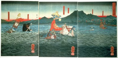 I generali rivali che attraversano il fiume Ujigawa, 1849 da Utagawa Kuniyoshi