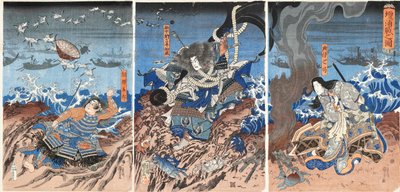 La battaglia di Dan-no-ura Dannoura sen no zu, ca 1844 da Utagawa Kuniyoshi