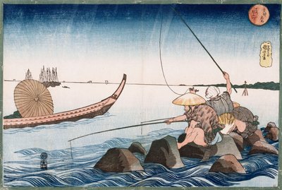 Tre pescatori a Teppozu", dalla serie "Luoghi famosi della capitale orientale" da Utagawa Kuniyoshi
