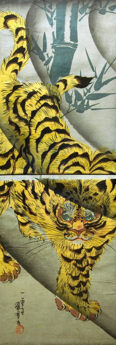 Tigre e Bambù, c.1842 da Utagawa Kuniyoshi