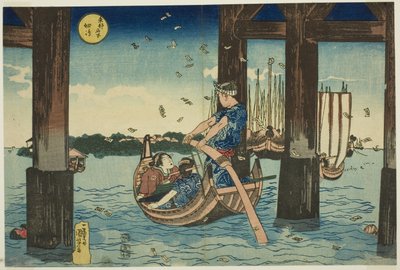 Isola di Tsukuda (Tsukudajima), dalla serie "Luoghi Famosi nella Capitale Orientale (Toto meisho)" da Utagawa Kuniyoshi