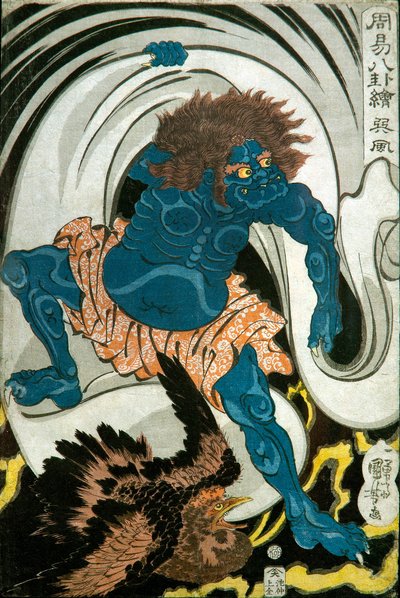 Dio del Vento (Sonpū) Serie: Immagini degli Otto Trigrammi nella Divinazione Cinese, c.1839-41 da Utagawa Kuniyoshi