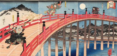 Yoshitsune ichidaiki Gojo-no-hashi no zu, ca 1839 da Utagawa Kuniyoshi