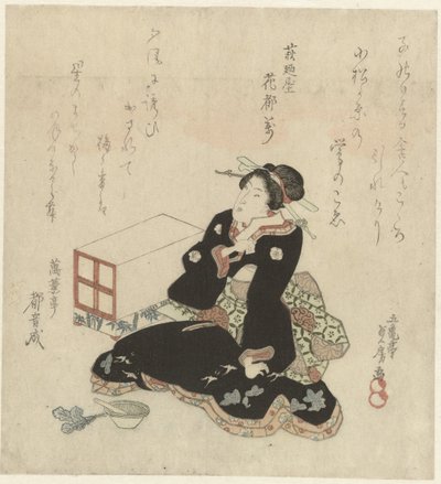 Donna che prepara verdure in un mortaio da Utagawa Sadafusa