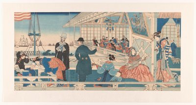 Casa commerciale americana a Yokohama da Utagawa Sadahide