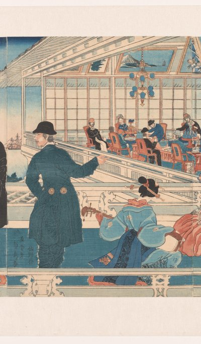 Casa commerciale americana a Yokohama da Utagawa Sadahide