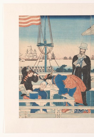 Casa commerciale americana a Yokohama da Utagawa Sadahide