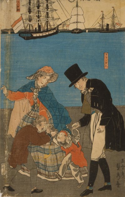 Olandesi fanno una passeggiata domenicale a Yokohama, 1871 da Utagawa Sadahide