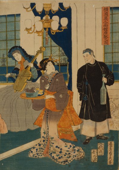 Salotto di una casa mercantile straniera a Yokohama, 1861 da Utagawa Sadahide