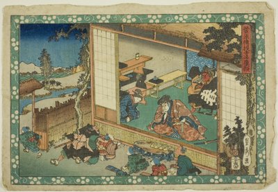 La scena della scuola del villaggio (Terakoya), dalla serie "I segreti di Sugawara (Sugawara denju)". da Utagawa Sadahide