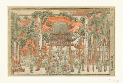 Vista del santuario di Inari a Oji da Utagawa Toyoharu
