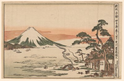 Nuova immagine prospettica pubblicata del Monte Fuji in primavera da Tagonoura (Shinpan uki-e Tagonoura haru no Fuji) da Utagawa Toyoharu