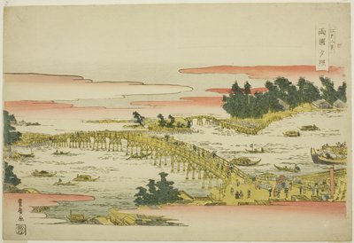 Bagliore serale al ponte Ryogoku (Ryogoku sekisho), dalla serie "Otto vedute di Edo (Edo hakkei)" da Utagawa Toyohiro
