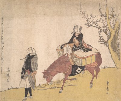 Versione della leggenda di Michizane: donna a cavallo guidata da un uomo da Utagawa Toyohiro