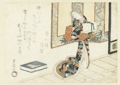 Donna che porta una scatola di legno da Utagawa Toyokuni (I)