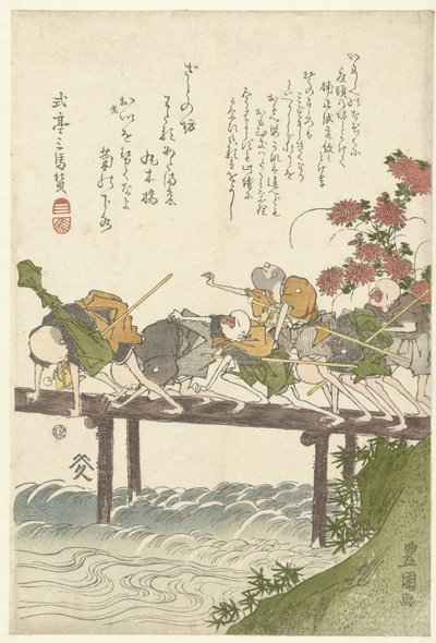 Sei massaggiatori ciechi su un ponte da Utagawa Toyokuni (I)