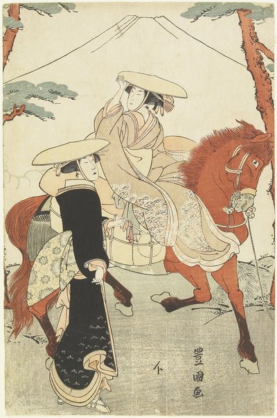 Due donne, una a piedi, una a cavallo, fine XVIII-inizio XIX secolo da Utagawa Toyokuni
